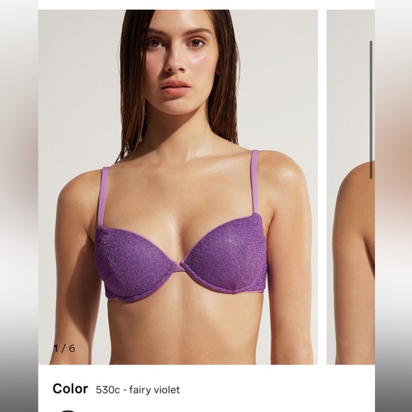 NWT Calzedonia purple fairy violet sparkly medium bikini top - Picture 2 of 15